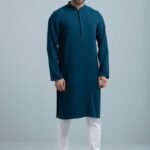 Men's Panjabi : Teal & Wood Smoke
